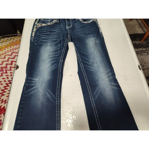 Grace in LA Jeans Women's 29 Bootcut Embroidered Rhinestones Studs Embellished - Picture 3 of 13